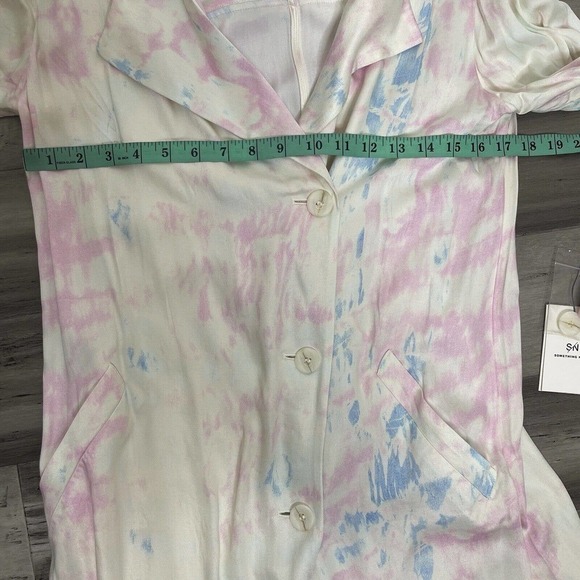 NWT Something Navy Tie Dye Trench Coat Duster Jacket Pink Blue Size XS - Picture 8 of 8